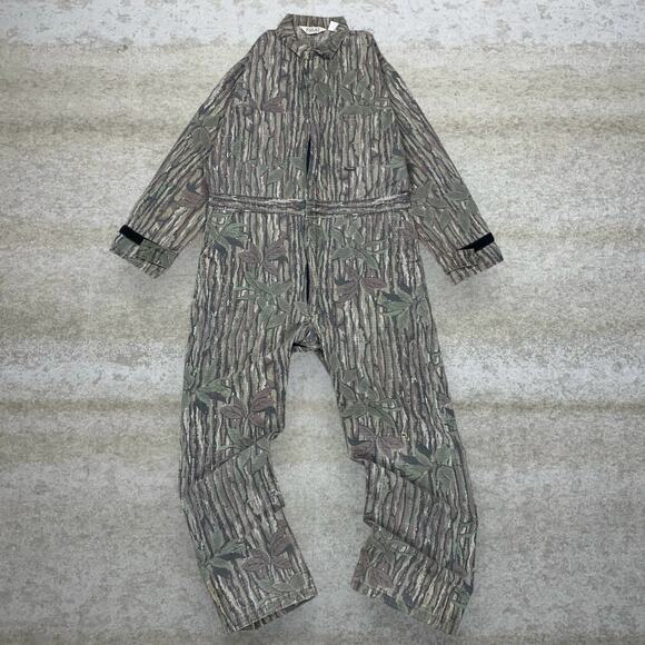 Vintage Realtree Hunting Camo Coveralls Baggy Wide Leg L Tall Made in USA 90s - Picture 1 of 6